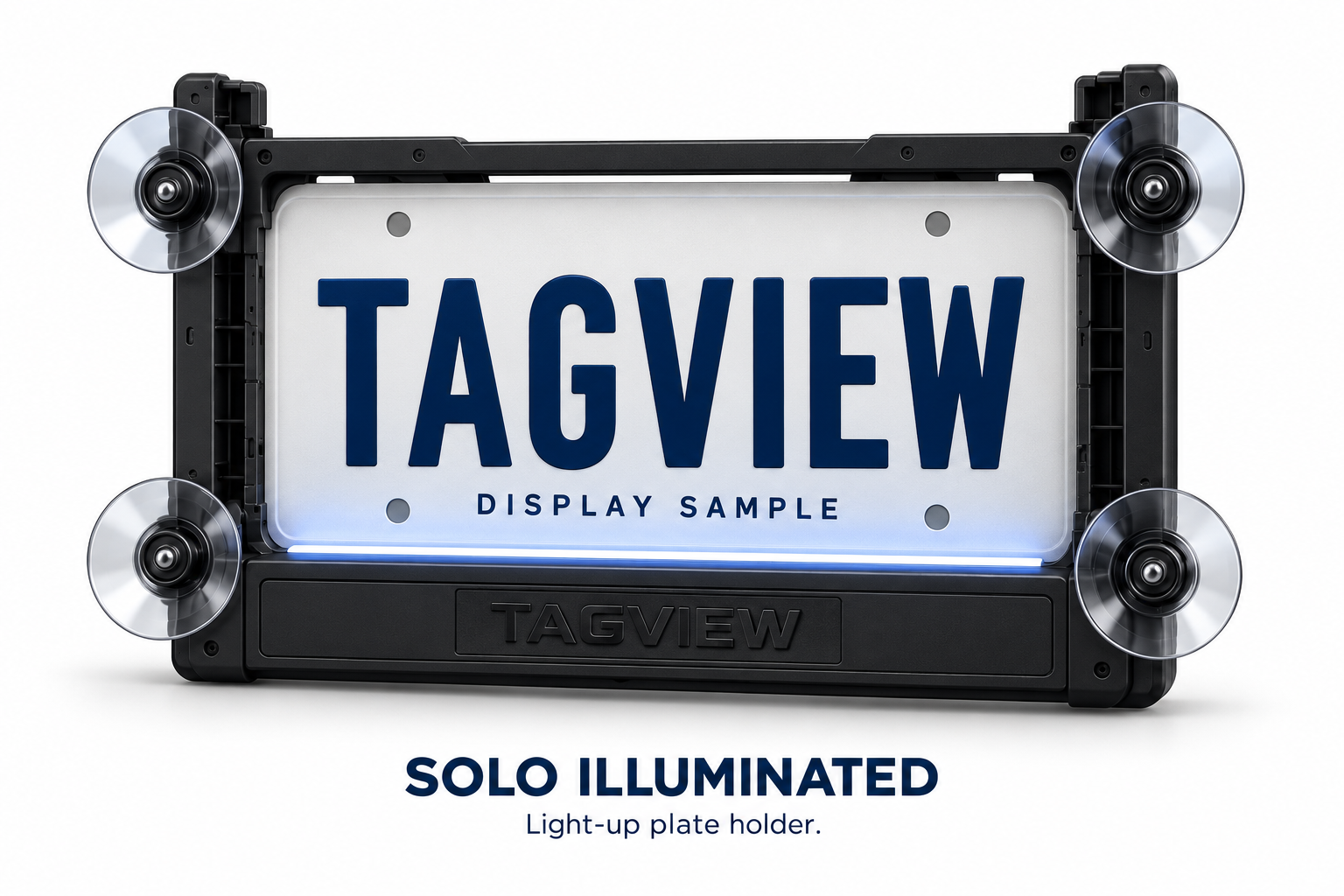 Illuminated TagView plate-holder concept with lighting in the lower rail